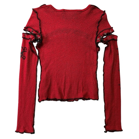 RARE Vintage Y2K Lip Service Goth Punk Safety Pin Top Size Small - Picture 2 of 13